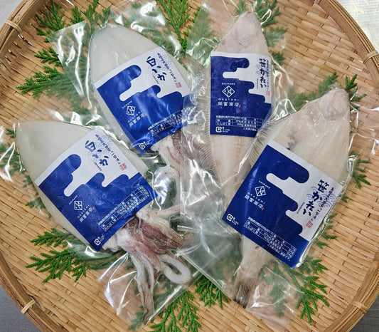 白いかと笹カレイの干物(白いか:101〜130g・笹カレイ:131〜140g)